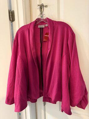 NWT - Avenue Size 30/32 Pink Open Front Jacket with Shawl Collar